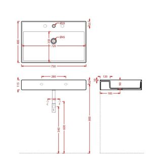 Раковина ArtCeram Scalino SCL008 01 00 белая 75 см